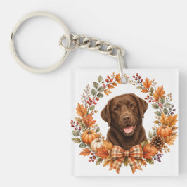 Chocolate Labrador Herfst Sleutelhanger
