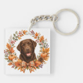 Chocolate Labrador Herfst Sleutelhanger (Achterkant)