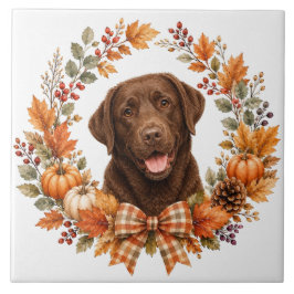 Chocolate Labrador Herfst Tegeltje