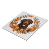 Chocolate Labrador Herfst Tegeltje (Zijkant)