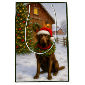 Chocolate Labrador Holiday Medium Cadeauzakje (Voorkant)
