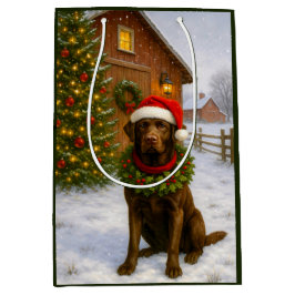 Chocolate Labrador Holiday  Medium Cadeauzakje