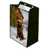 Chocolate Labrador Holiday  Medium Cadeauzakje (Achterkant Gekanteld)