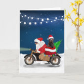 Chocolate Labrador Hond Kerstman Kaart (Gele Bloem)