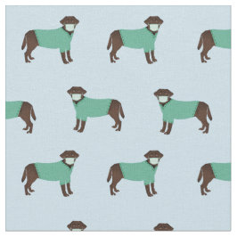 Chocolate Labrador in Scrubs lichtblauw Stof