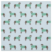 Chocolate Labrador in Scrubs lichtblauw Stof (Swatch)