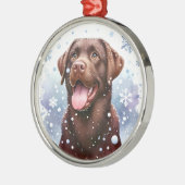 Chocolate Labrador-kerstversiering Metalen Ornament (Links)