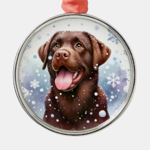 Chocolate Labrador-kerstversiering Metalen Ornament