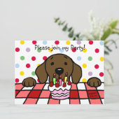 Chocolate Labrador kijkt naar je verjaardag Kaart (Staand voorkant)