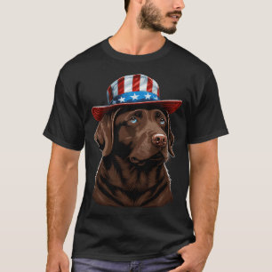 Chocolate Labrador met Amerikaans Pet op T-shirt