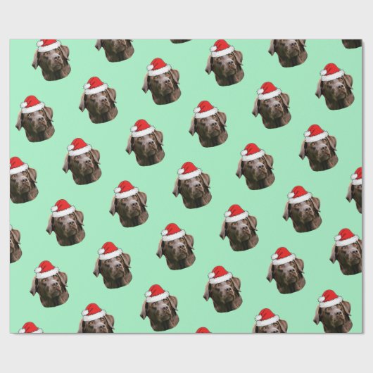 Chocolate Labrador met Santa Hat Cadeaupapier (Vlak)