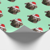 Chocolate Labrador met Santa Hat Cadeaupapier (Hoek)