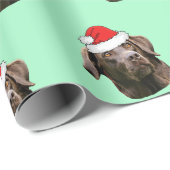 Chocolate Labrador met Santa Hat Cadeaupapier (Rol Hoek)
