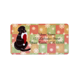 Chocolate Labrador met Santa Hat Snowflake Etiket
