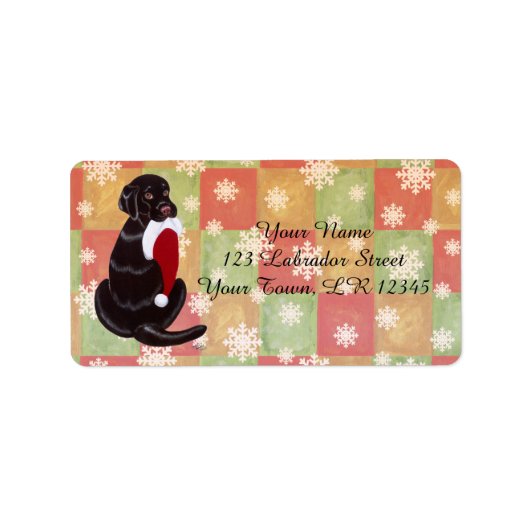 Chocolate Labrador met Santa Hat Snowflake Etiket (Voorkant)