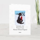 Chocolate Labrador met Santa Hat Snowflake Feestdagen Kaart (Achterkant)