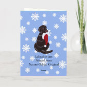 Chocolate Labrador met Santa Hat Snowflake Feestdagen Kaart (Achterkant)