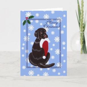 Chocolate Labrador met Santa Hat Snowflake Feestdagen Kaart