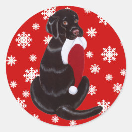 Chocolate Labrador met Santa Hat Snowflake Ronde Sticker
