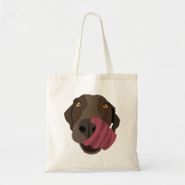 Chocolate Labrador met tongen uit Tote Bag