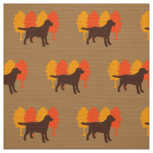 Chocolate Labrador Outline Autumn Trees Toffee