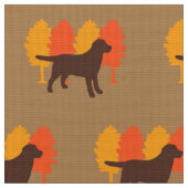 Chocolate Labrador Outline Autumn Trees Toffee Stof (Close Up)