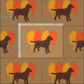 Chocolate Labrador Outline Autumn Trees Toffee Stof (Delen)