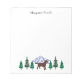 Chocolate Labrador Outline Evergreen Trees Notitie Notitieblok (Voorkant)