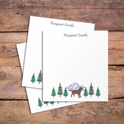 Chocolate Labrador Outline Evergreen Trees Notitie Notitieblok