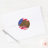 Chocolate Labrador Profiel Amerikaanse vlag Ronde Sticker (Envelop)