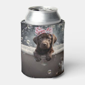 Chocolate Labrador Puppy Dog Spa Cute Blikjeskoeler (Blikje Voorkant)