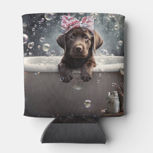 Chocolate Labrador Puppy Dog Spa Cute Blikjeskoeler (Achterkant)
