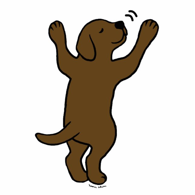 Chocolate Labrador Puppy Hug Cartoon Fotobeeldje Ornament (Voorkant)
