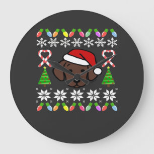 Chocolate Labrador Puppy Kerstman Santa Oversized Grote Klok