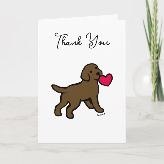 Chocolate Labrador Puppy met hart Bedankkaart (Voorkant)