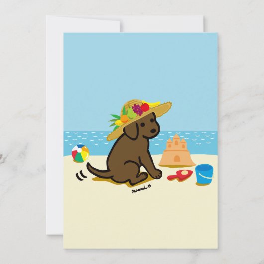 Chocolate Labrador Puppy Straw Pet Baby shower Kaart (Achterkant)