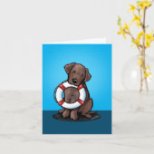 Chocolate Labrador Rescue Kaart (Gele Bloem)