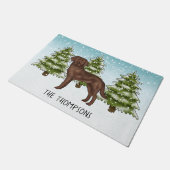 Chocolate Labrador Retriever Aangepaste Blauwe Ker Deurmat (Schuin)