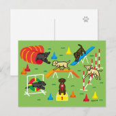 Chocolate Labrador Retriever Agility Cartoon Briefkaart (Voorkant / Achterkant)
