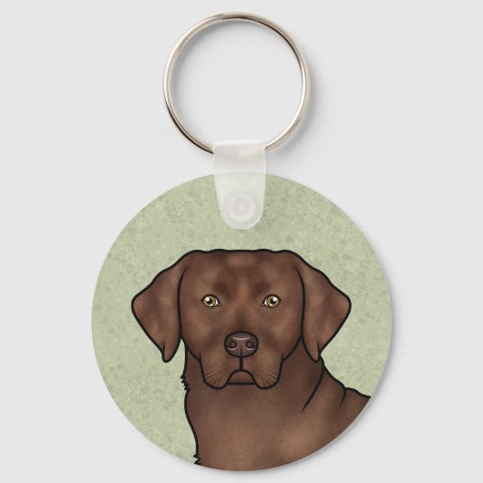 Chocolate Labrador Retriever Art Schattige Lab Gro Sleutelhanger (Voorkant)