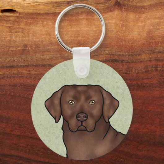 Chocolate Labrador Retriever Art Schattige Lab Gro Sleutelhanger (Voorkant)