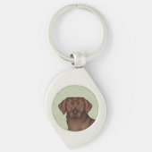 Chocolate Labrador Retriever Art Schattige Lab Hon Sleutelhanger (Voorkant)