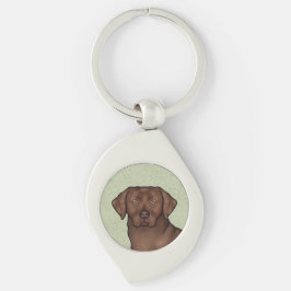 Chocolate Labrador Retriever Art Schattige Lab Hon Sleutelhanger