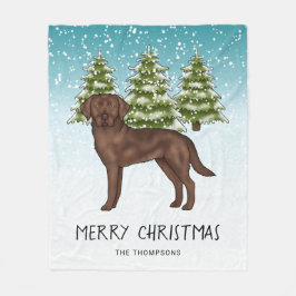 Chocolate Labrador Retriever Blauwe Sneeuwige Kers Fleece Deken