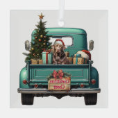 Chocolate Labrador Retriever Boerderij Truck Kerst Glas Ornament (Achterkant)