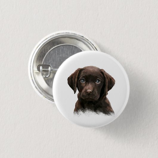 Chocolate Labrador Retriever Brown Ronde Button 3,2 Cm (Voorkant /achterkant)