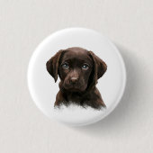Chocolate Labrador Retriever Brown Ronde Button 3,2 Cm (Voorkant)