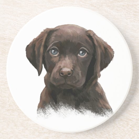 Chocolate Labrador Retriever Brown Zandsteen Onderzetter (Voorkant)