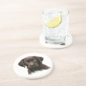 Chocolate Labrador Retriever Brown Zandsteen Onderzetter (Zijkant)