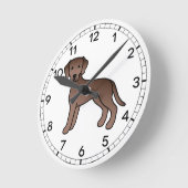 Chocolate Labrador Retriever Cartoon Dog Tekening Ronde Klok (Hoek)
